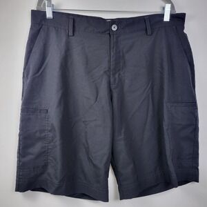 Adidas Golf Size 36 Mens Flat Front Shorts Solid Black 11 Inch Inseam Pockets